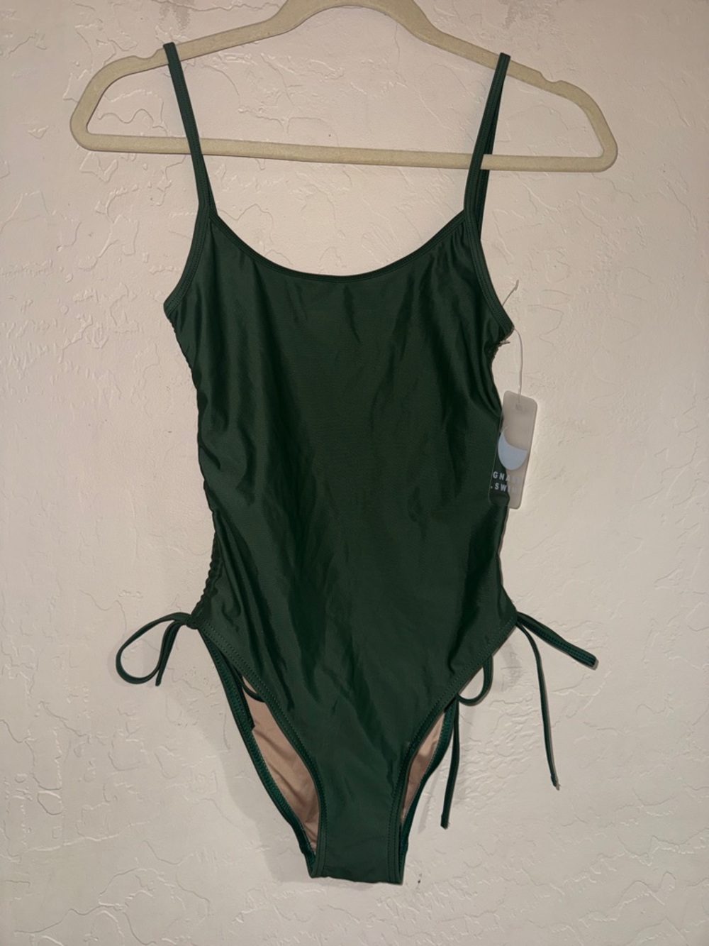 Gnash green swim one piece scoop back side tie size 4. NWT